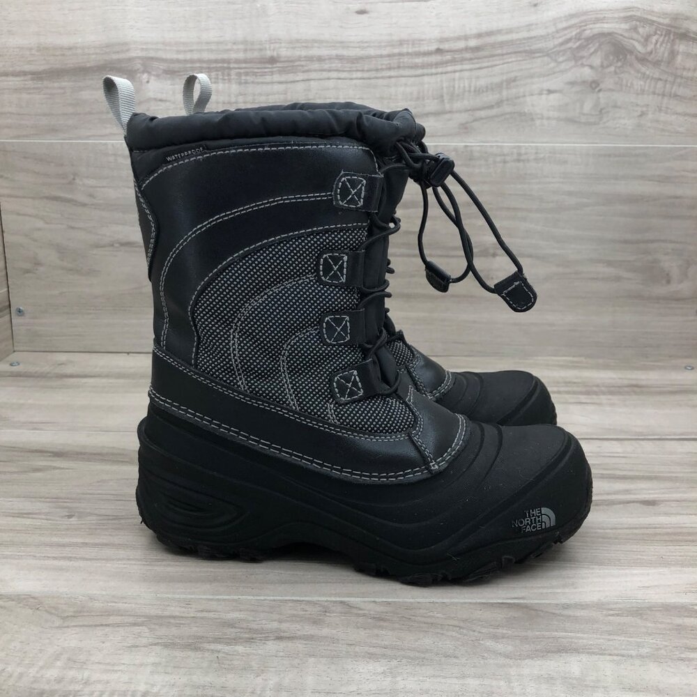 North Face Snow Boots Kids 3 Alpenglow Black Rubber Insulated Winter Shoes